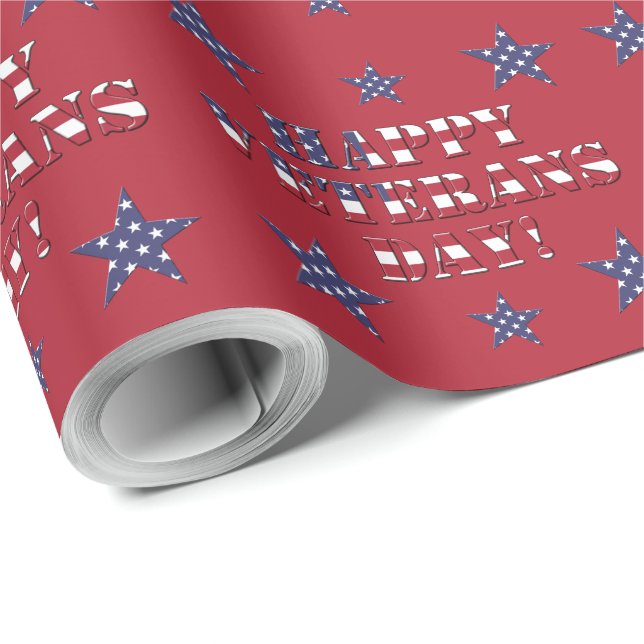 Stars and Stripes American Happy Veterans Day Wrapping Paper (Roll Corner)