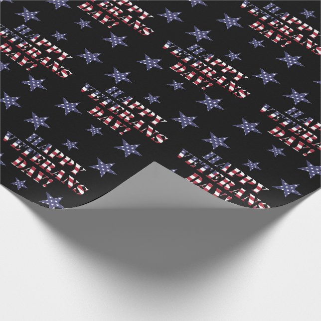 Stars and Stripes American Happy Veterans Day Wrapping Paper (Corner)