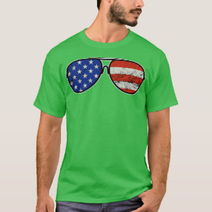 Stars and Stripes American Sunglasses Gift T-Shirt