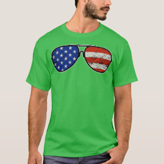Stars and Stripes American Sunglasses Gift T-Shirt