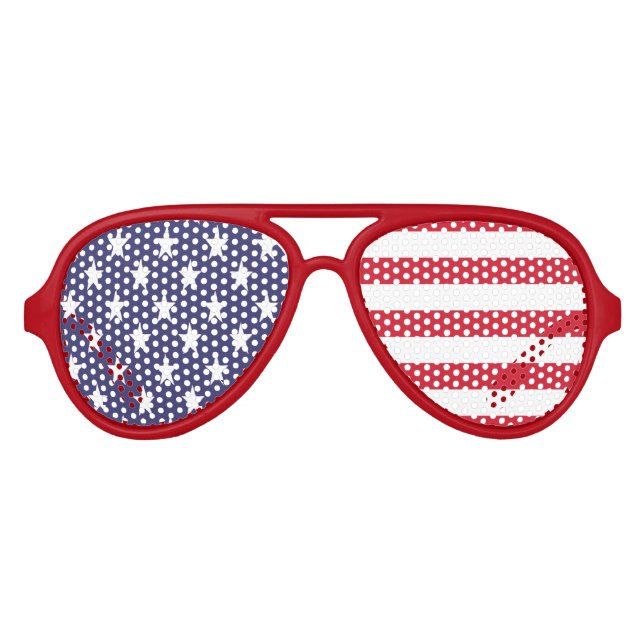 Stars And Stripes American USA Flag Aviator Sunglasses (Front)