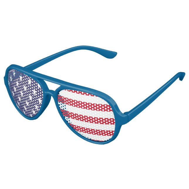 Stars And Stripes American USA Flag Aviator Sunglasses (Angled)