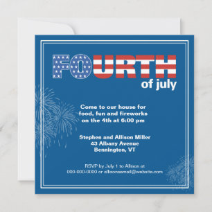Stars and Stripes and Fireworks Party Invitation