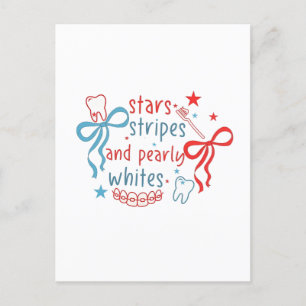 Stars and Stripes and Pearly Whites 4th Of July Invitation Postcard