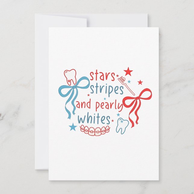 Stars and Stripes and Pearly Whites 4th Of July Thank You Card (Front)