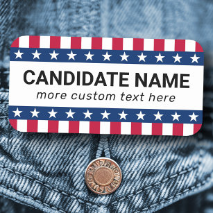 Stars and stripes any political campaign candidate name tag