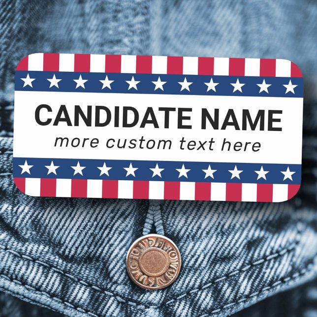 Stars and stripes any political campaign candidate name tag (Stars and stripes any political campaign candidate name tag)