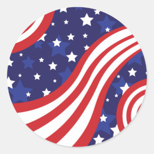 Stars and Stripes Are Waving Classic Round Sticker