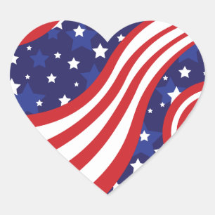 Stars and Stripes Are Waving Heart Sticker