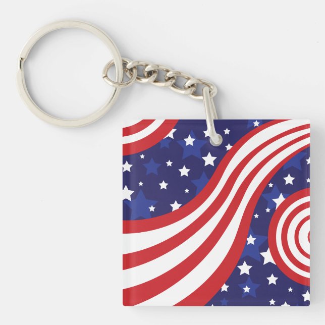 Stars and Stripes Are Waving Key Ring (Front)