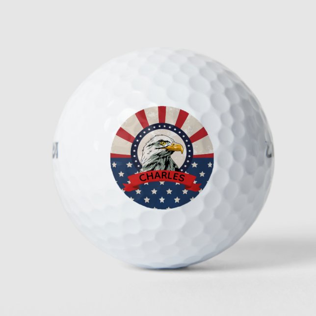 Stars and Stripes Bald Eagle Golf Balls (Front)