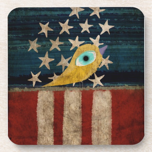 Stars and stripes Bird Cork Coaster (Front)