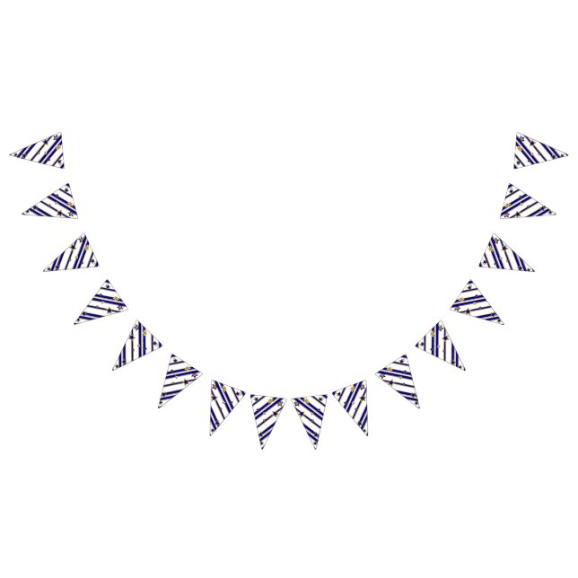 Stars And Stripes - Blue Gold White Pattern 1 Bunting (All)