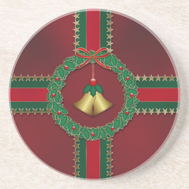 Stars and Stripes Christmas Coaster (Front)