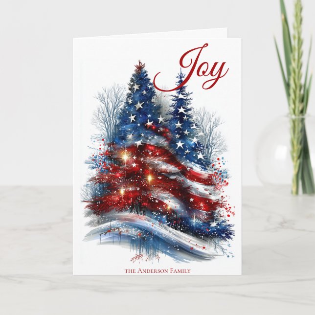 Stars and Stripes Christmas Tree  Card (Front)