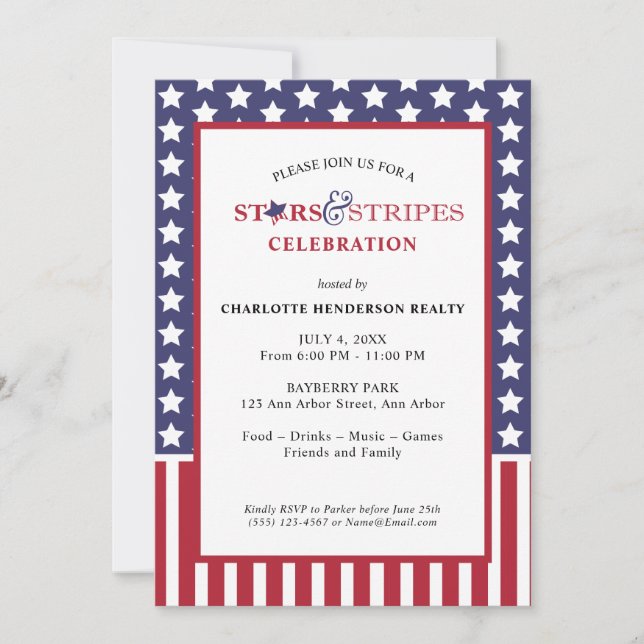Stars and Stripes Client Appreciation Party Invitation (Front)