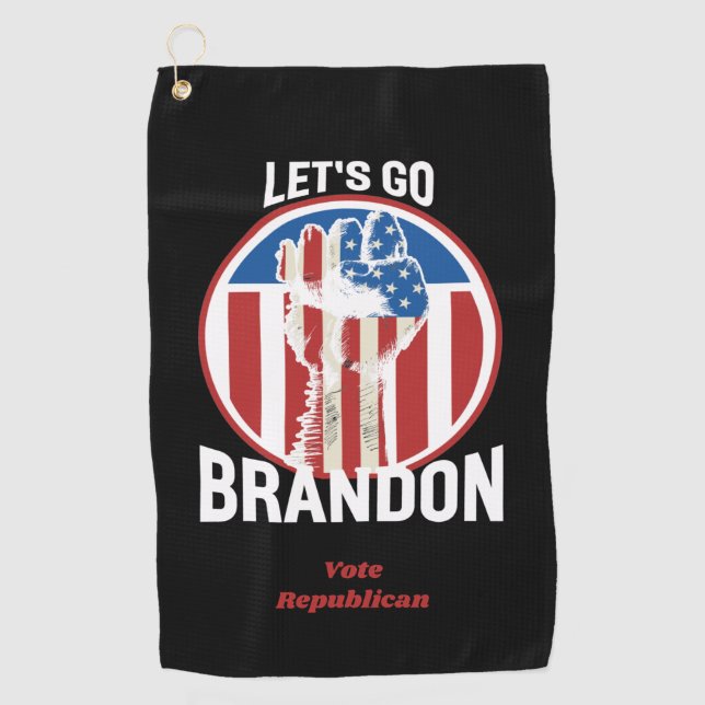 Stars and Stripes Fist Let's Go Brandon Golf Towel (Front)