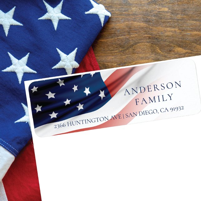 Stars and Stripes Flag Return Address Label (Creator Uploaded)