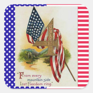 Stars and Stripes Fourth of July Patriotic Flag Square Sticker