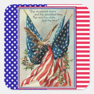 Stars and Stripes Fourth of July Patriotic Flag Square Sticker