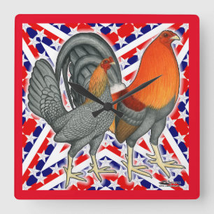 Stars and Stripes Gamefowl Square Wall Clock