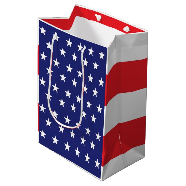 Stars and Stripes Gift Bag Red White and Blue (Front Angled)