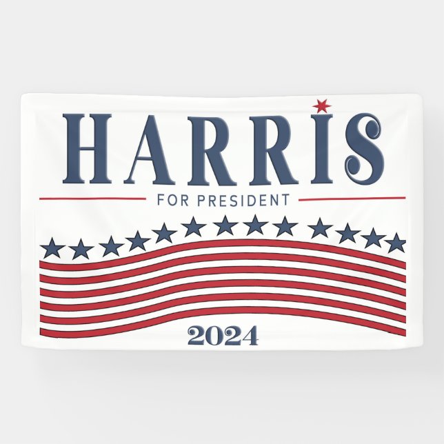 Stars and Stripes Harris for President 2024 Banner (Horizontal)