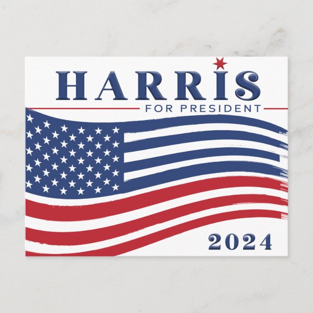 Stars and Stripes Harris for President Postcard (Front)