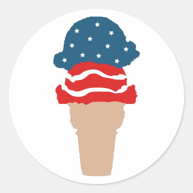 Stars and Stripes Ice Cream Cone Classic Round Sticker (Front)