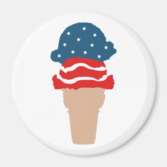 Stars and Stripes Ice Cream Cone Magnet (Front)