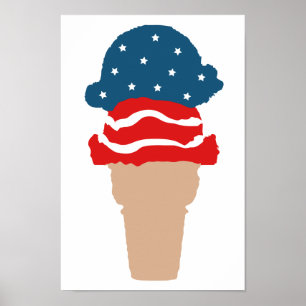 Stars and Stripes Ice Cream Cone Poster
