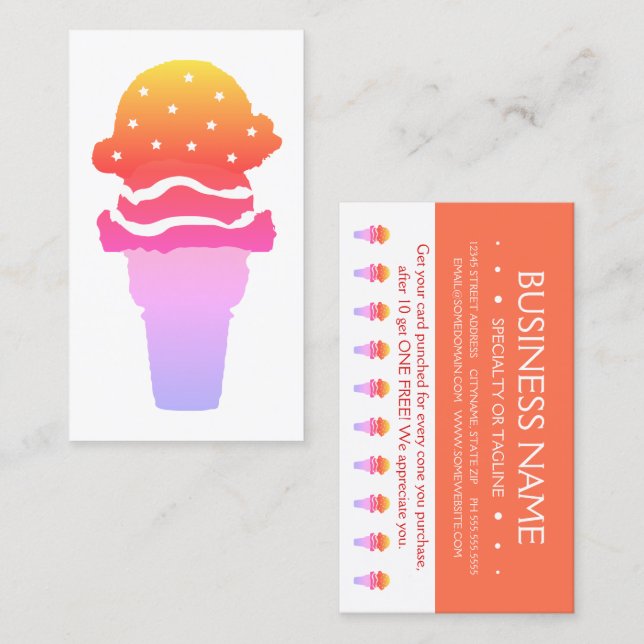 stars and stripes ice cream loyalty punch card (Front/Back)