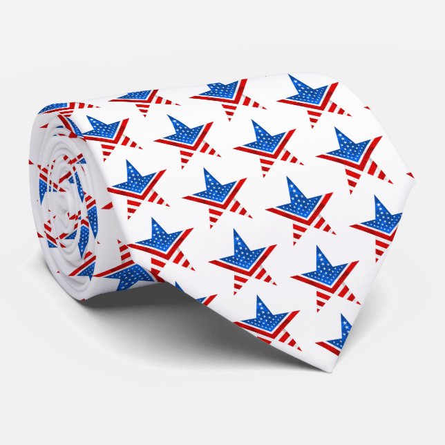 Stars and Stripes inside five-point star Tie (Rolled)