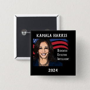 Stars and Stripes Kamala Harris for President 2024 15 Cm Square Badge
