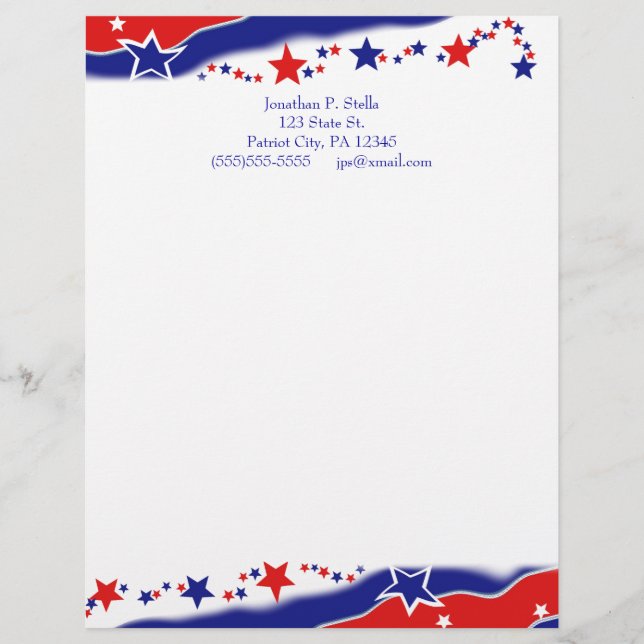 Stars and Stripes Letterhead Design (Front)