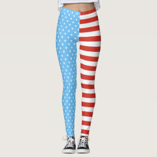 Stars And Stripes (Light Blue/Red) Leggings