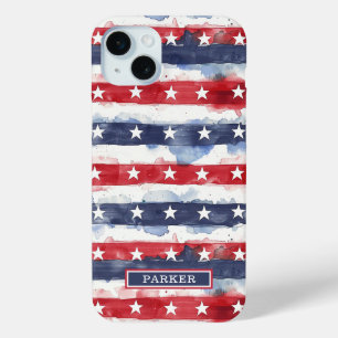 Stars and Stripes Monogrammed iPhone 15 Mini Case