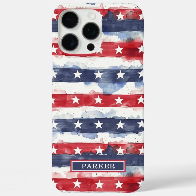 Stars and Stripes Monogrammed Case-Mate iPhone Case (Back)