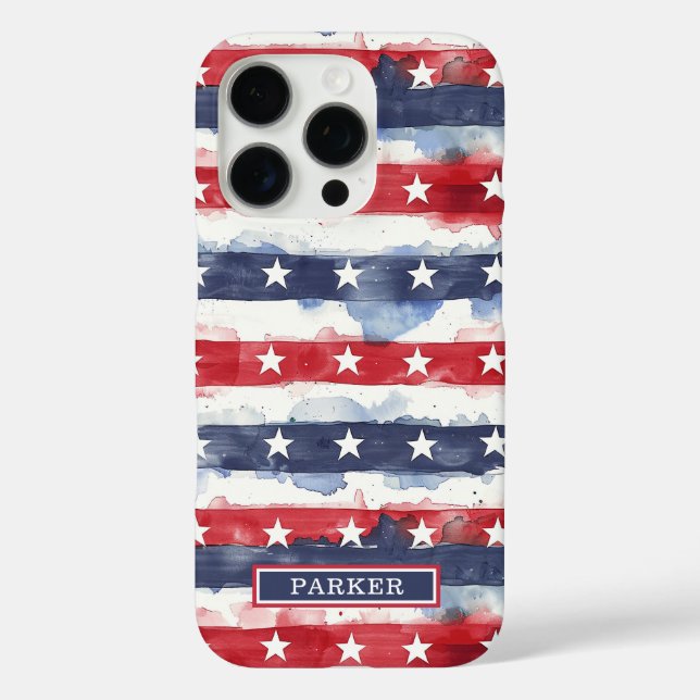 Stars and Stripes Monogrammed Case-Mate iPhone Case (Back)