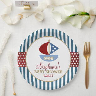 Stars and Stripes Nautical Baby Shower Paper Plate