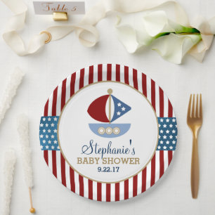 Stars and Stripes Nautical Baby Shower Paper Plate