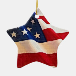 Stars and Stripes Old Glory American Flag Ceramic Tree Decoration