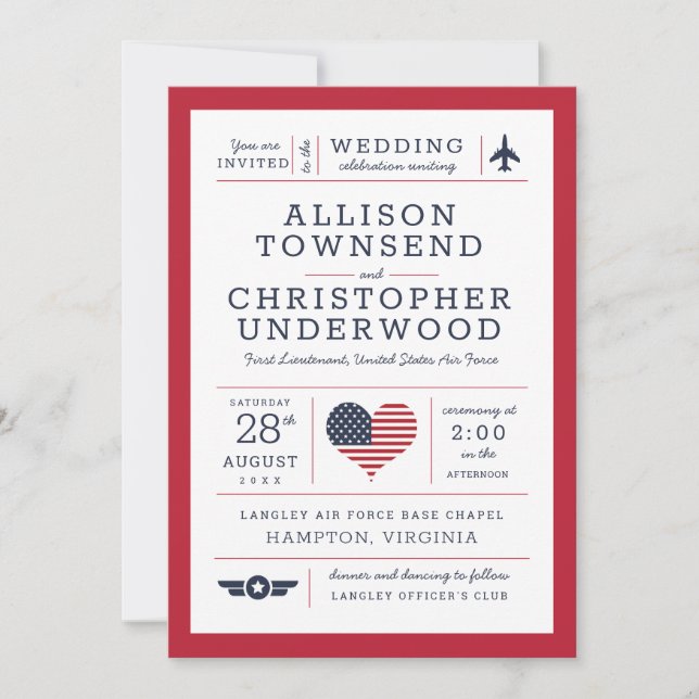 Stars and Stripes Patriotic Military Air Force Announcement (Front)