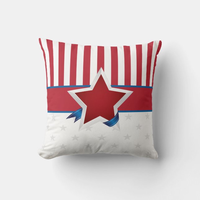 Stars and Stripes Patriotic Pattern Cushion (Front)