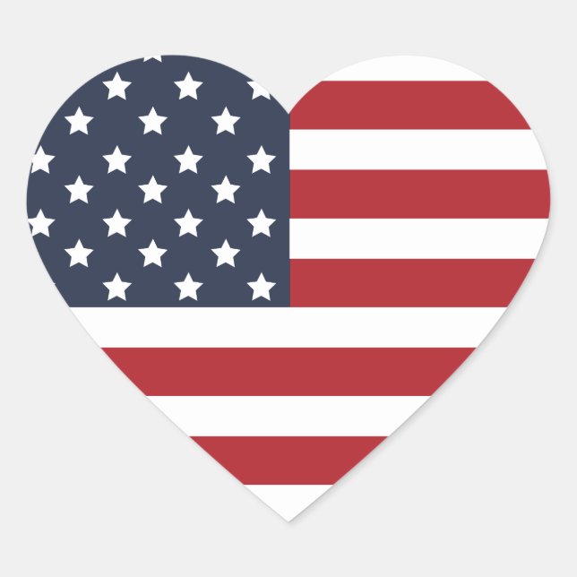 Stars and Stripes Patriotic Red White and Blue Heart Sticker (Front)