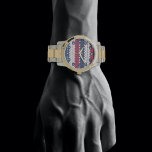 Stars and stripes - Patriotic -Red White Blue Watch<br><div class="desc">Stripes in old glory red,  old glory blue and off white with stars.</div>