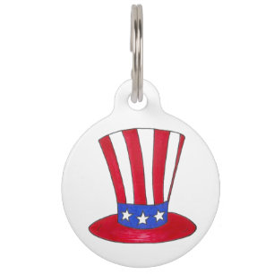 Stars and Stripes Patriotic Uncle Sam Tophat Sammy Pet Tag