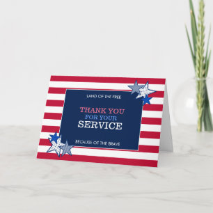 Stars and Stripes Patriotic Veteran Service Modern Thank You Card
