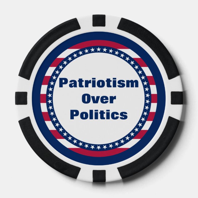 Stars and Stripes Patriotism Over Politics Poker Chips (Front)