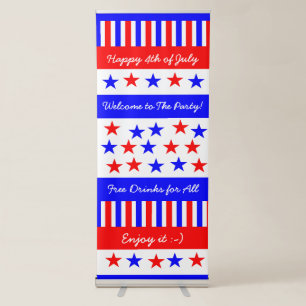 Stars and Stripes Pattern American 4th of July Retractable Banner